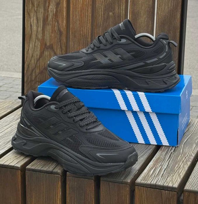 Мужские кроссовки Adidas черные сетка Адидас