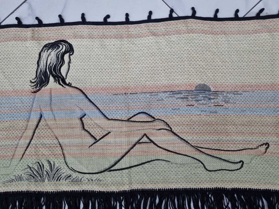 Панно винтажное Купальщица, гобелен шерсть,ГДР. 1970-е.