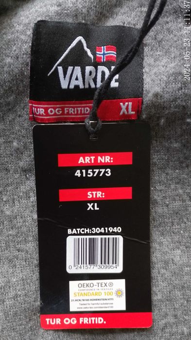 Bluza z Kapturem Varde Szara XL Nowa