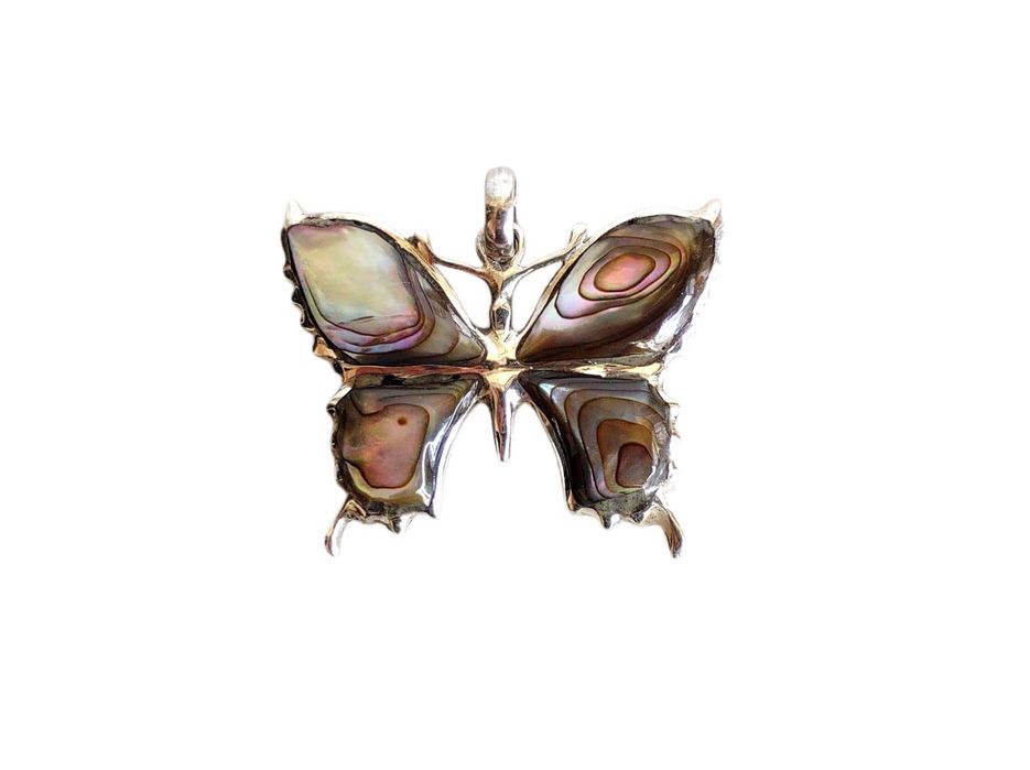 7544. Motyl z Muszlą Abalone w Srebrze.