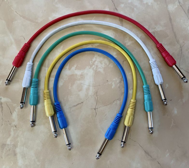 5 Cabos Jack coloridos para pedalboard
