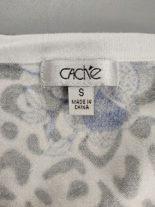 Cache damski wzorzysty sweter krótki rękaw rozm. S