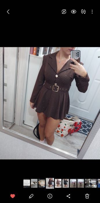 Wiralowy kombinezon Bling Bling brązowy rozm uniwersalny  studniówka