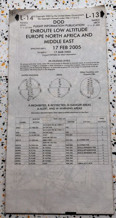 Mapa lotnicza Enroute low altitude Europe north Africa and middle east