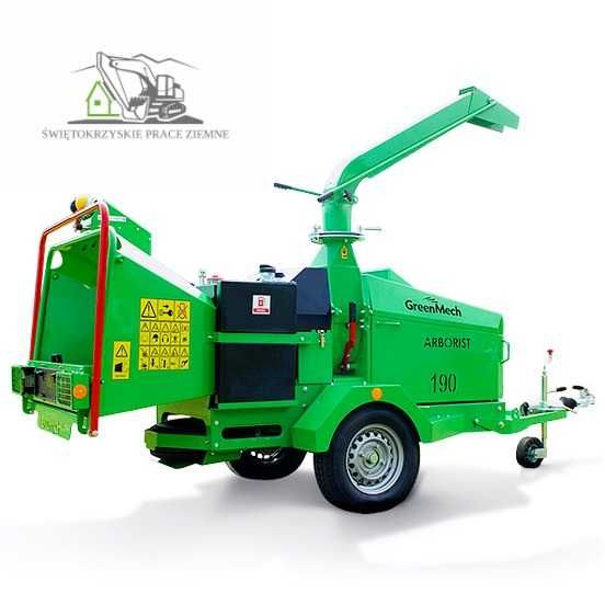 Wynajem rębaka do gałęzi i drzew 20cm GreenMech ARB190 | czyszczenie działek | Rozdrabniacz gałęzi | Świętokrzyskie
