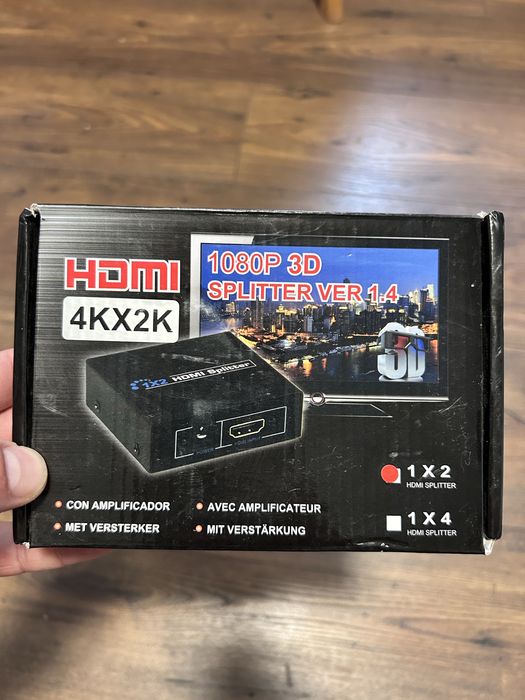 Новий HDMI сплітер 1x2 Splitter 4Kx2K UHD 3D — Повний комплект