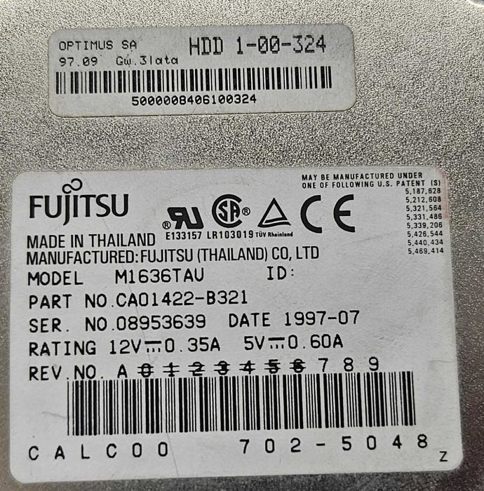 Dysk HDD Fujitsu 1,28GB IDE/ATA Retro PC