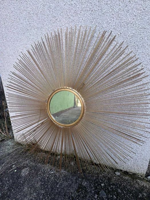 Lustro słoneczko złote promienie sunburst duże vintage glamour