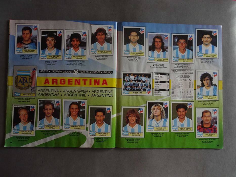 Caderneta cromos de futebol USA 94 World Cup Panini (falta 1 cromo)