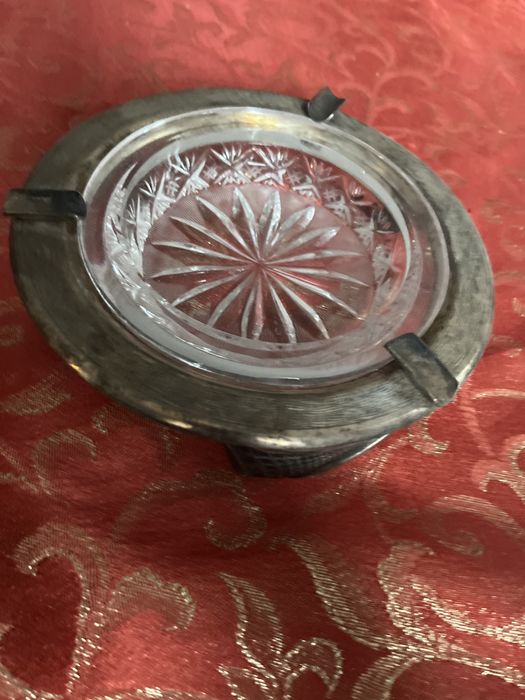 Popielniczka szklana porcelana prl
