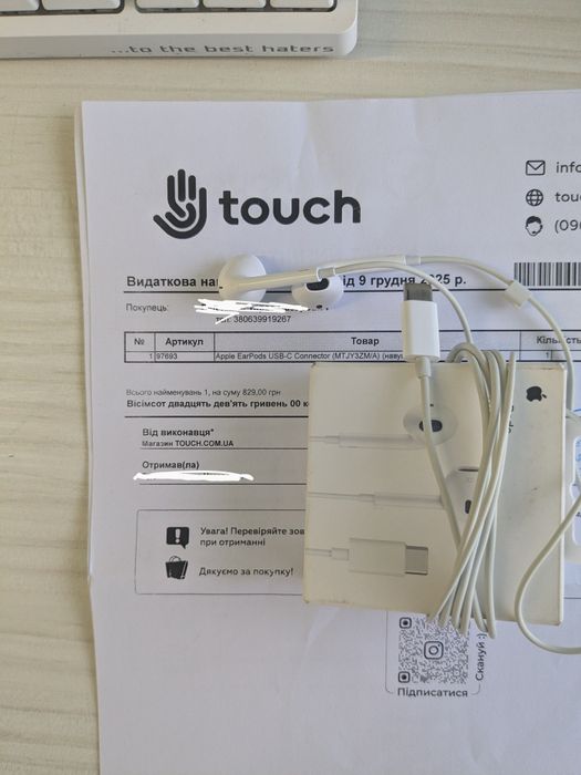 навушники Apple earpods type оригінал c з чеком