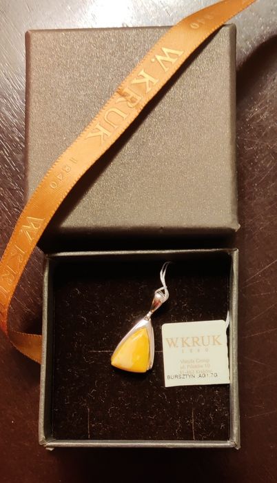 KRUK Zawieszka bursztyn + srebro