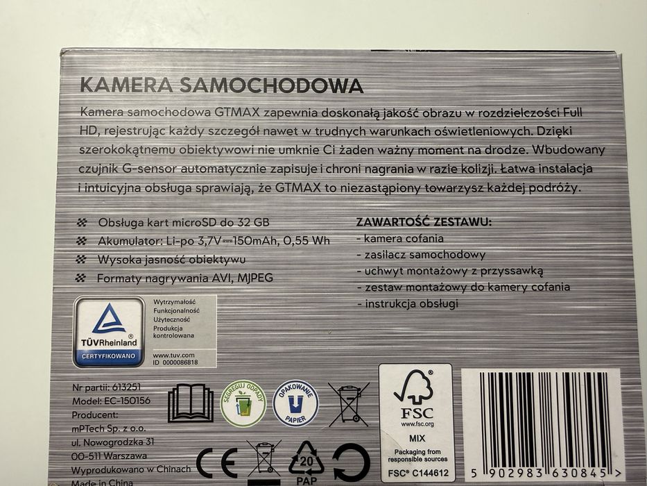 Kamera samochodowa + kamera cofania  GTMax