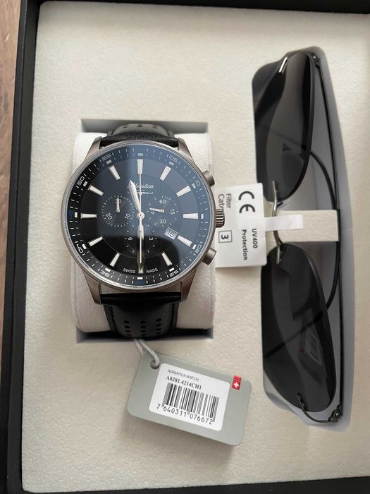 Męski zegarek Adriatica A8281.4214CH1 zestaw okulary