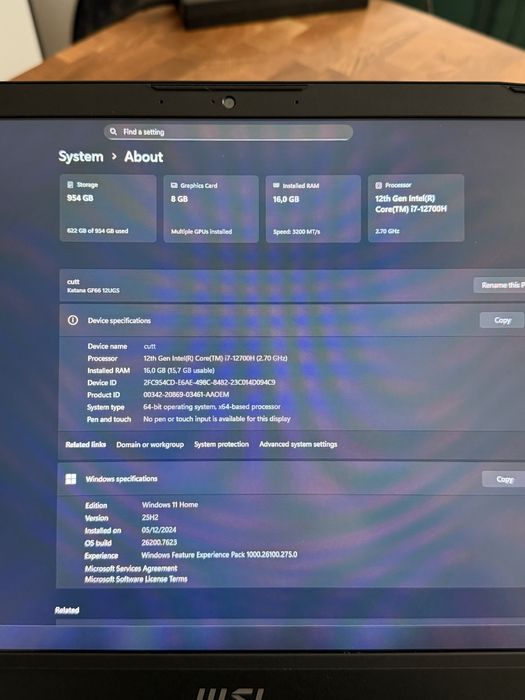 Computador Portátil MSI Katana GF66 12UGS