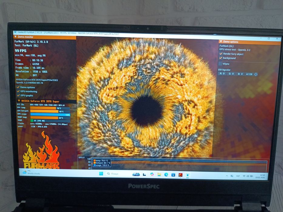 Геймерський ноутбук PowerSpec 1530 i7-10875H RTX 2070 Super 8Gb 240Hz