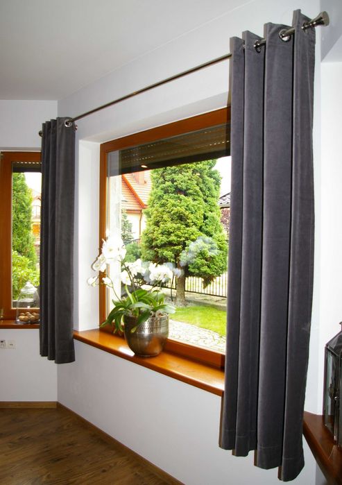 Zasłony na okno Ikea SANELA, szare, welur - 2szt