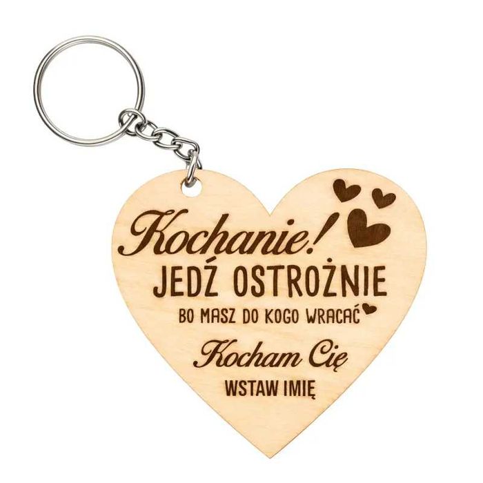 Brelok z imieniem Kochanie Jedź ostrożnie zawieszka do samochodu