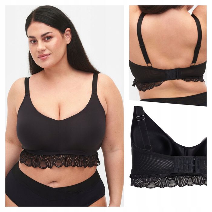 Zizzi 44 2xl Gładki Biustonosz Z Koronką Bez Fiszbin