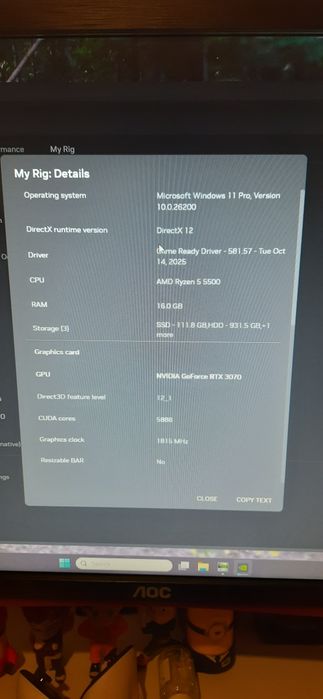 Gaming PC with RTX 3070, 16Gb Aegis Ram