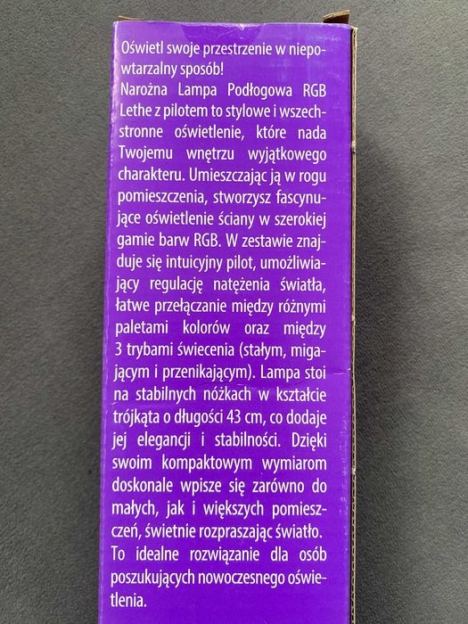 Nowa Narożna Lampa Podłogowa RGB Lethe z pilotem 141 cm -odbiór Poznań