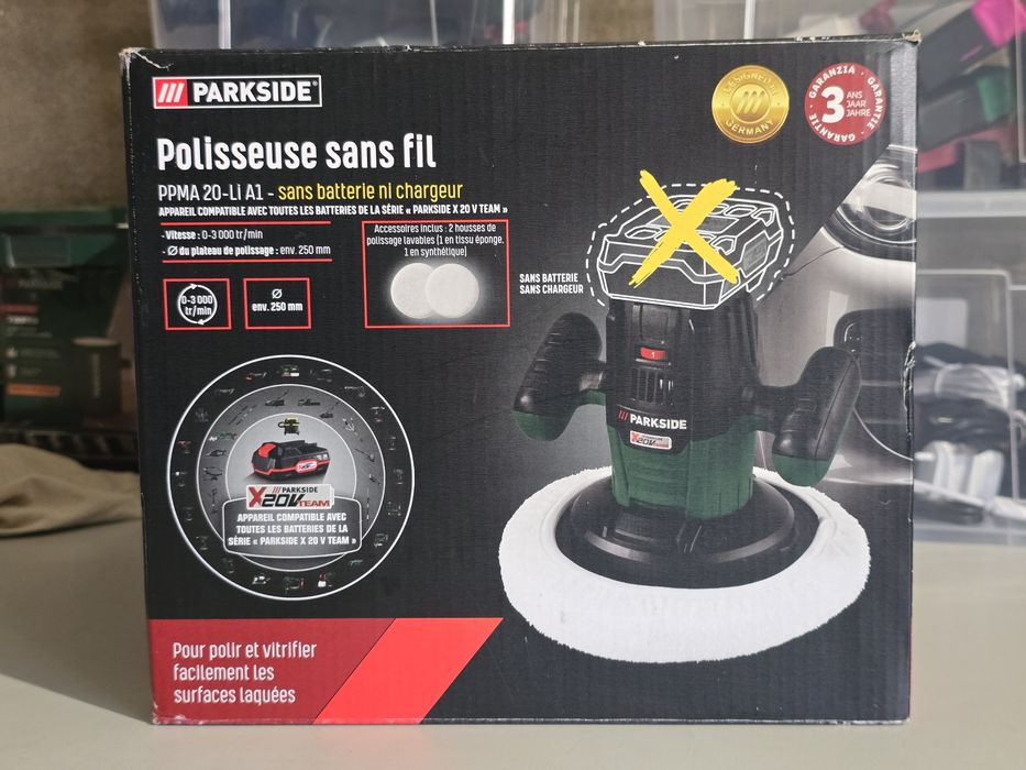 Parkside 20V Polidora sem Fio - Kit Completo