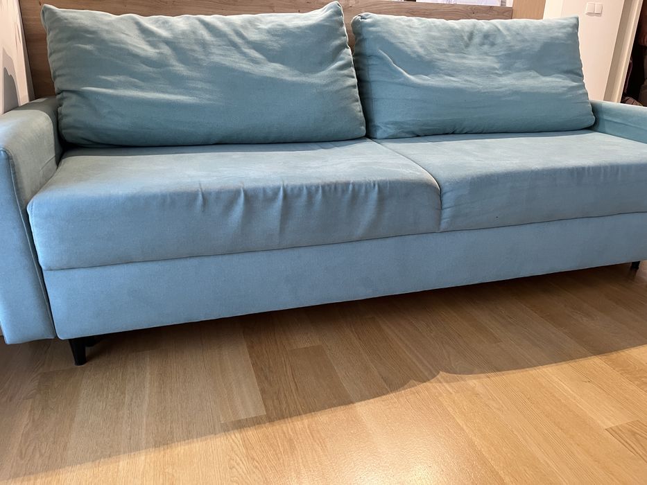 Aktualizacja! Sofa rozkładana z pojemnikiem na pościel, miętowo-morska