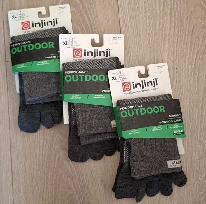 3 pary skarpety do biegania Injinji Outdoor  Midweight NuWool roz. XL
