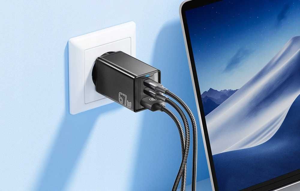 Essager ECTAC-KSB01-Z, GaN, 2xUSB-C, USB-A, 67W
