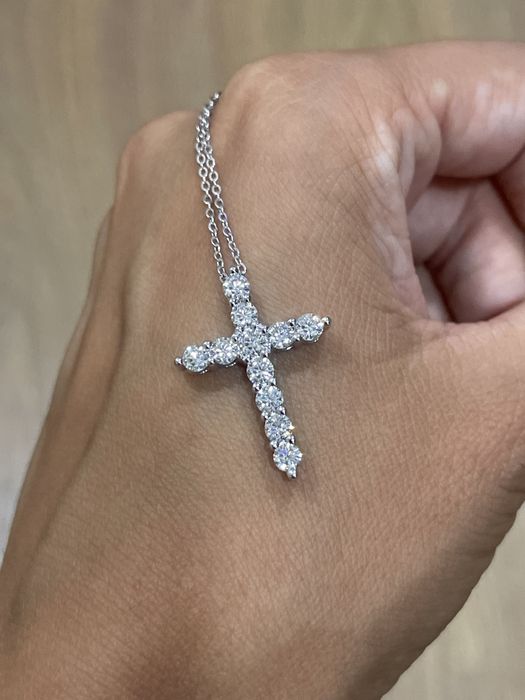 Крестик с муассанитами 1.10ct серебро 925