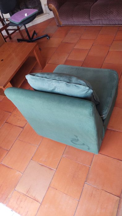 Cadeirão veludo + almofada Verde