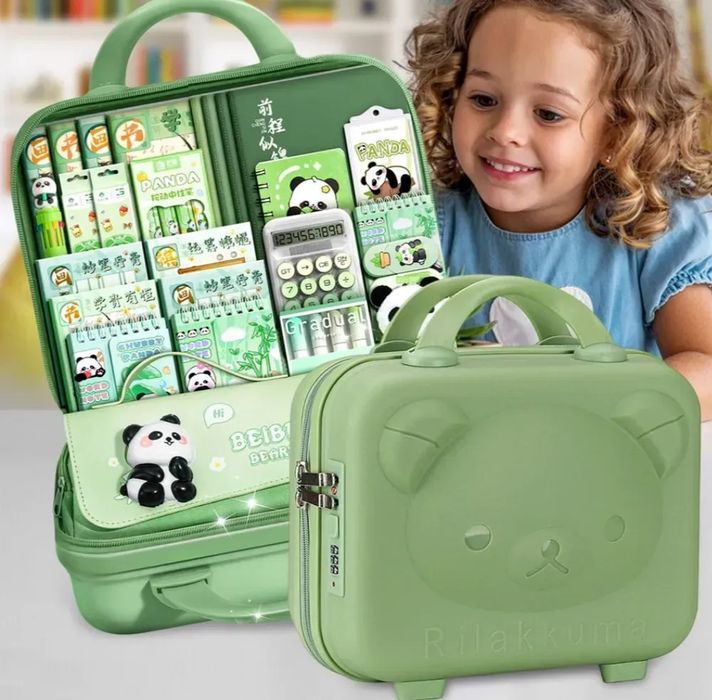 ‼️Великий набір канцелярії Панда 55в1 в кейсі з кодовим замком