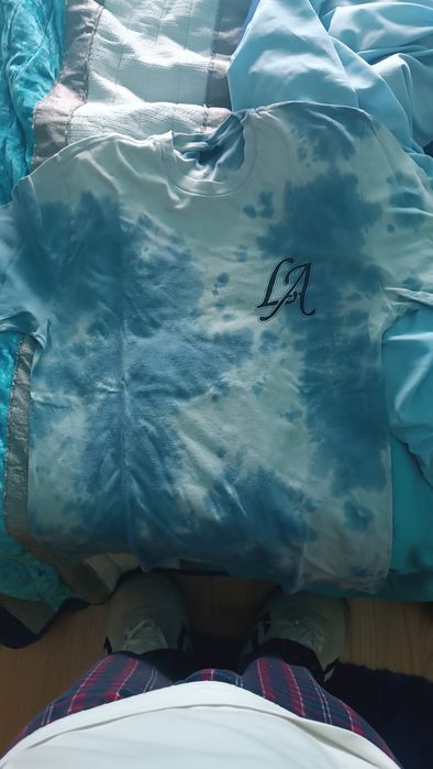 Camisola Vintage Streetwear Tingida Azul