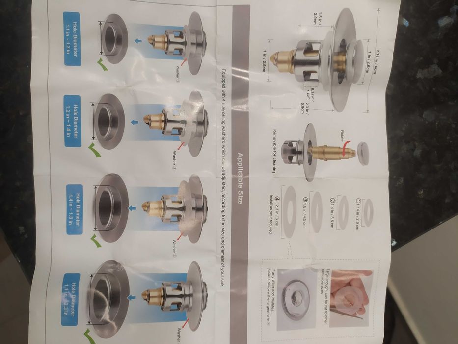 Rolha de pia universal de casa de banho