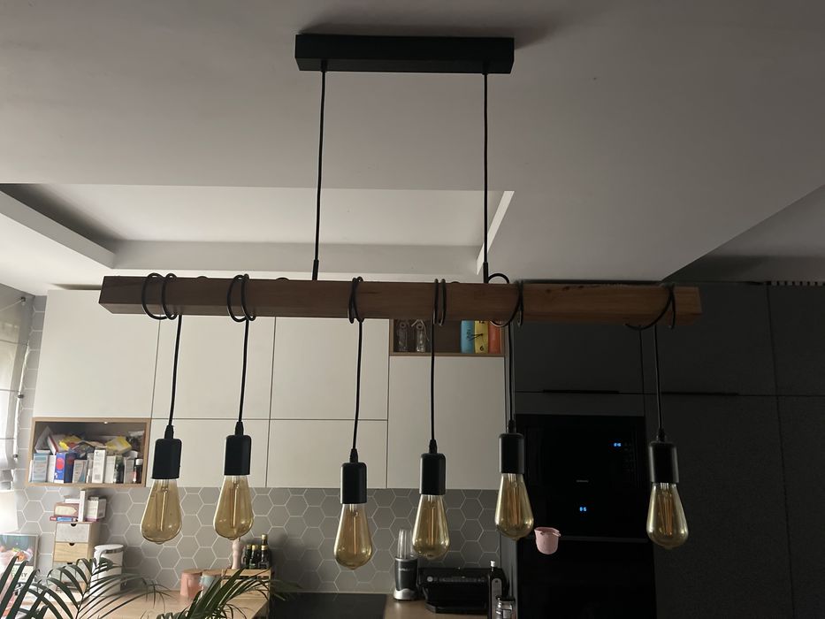 Sprzedam Lampę wisząca Townshend czarna z drewnem E27 Egl