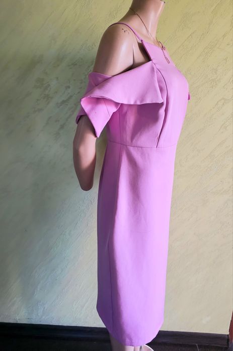 Liliowa/wrzosowa sukienka hiszpanka midi r.M/L River Island