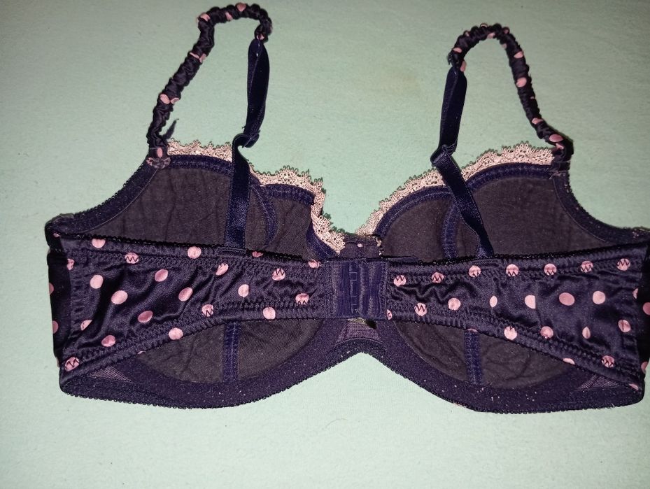 Stanik granatowy w kropki 75d