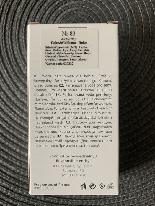 Francuskie perfumy nr 83 NOWE