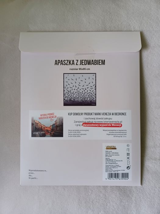 nowa apaszka z jedwabiem marki Venezia z motywem ptaków