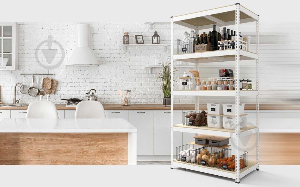 Стелаж 5 полиць в гараж 1800x900x500мм білий (Меткас) Еталон