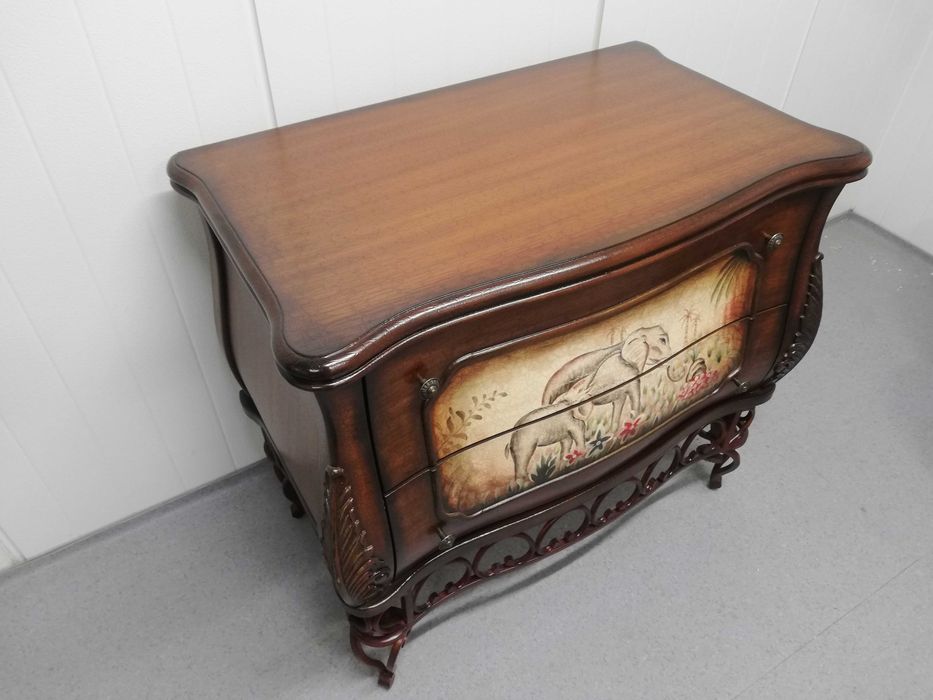 Stylowa KOMODA Retro Z OBRAZEM 2 Szuflady  Drewniana WYJĄTKOWA