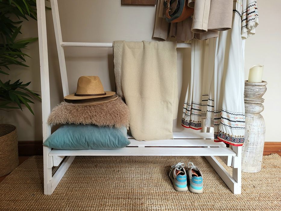 estante, cabide, charriot, bengaleiro, branco, rustico