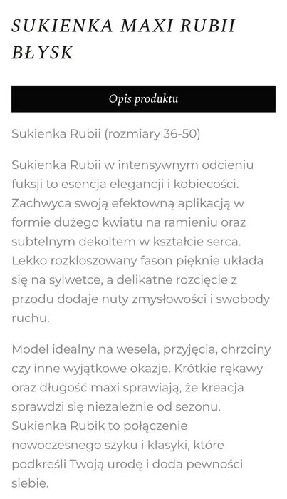 Sukienka na wesele,  mamy weselnej maxi rubi błysk róż, fuksja rozm. 40