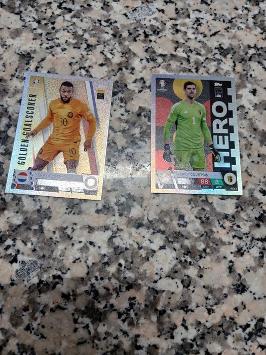 Depay Goldem goalscorer Thibaut Courtois hero topps