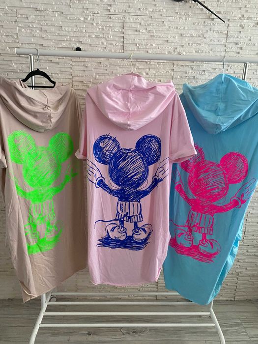 Miss City nowa bluza - tunika asymetryczna Myszka Miki puder