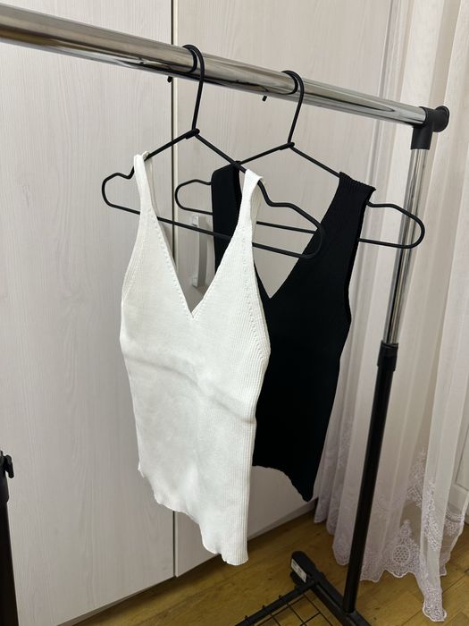 Майка в рубчик чорна/біла