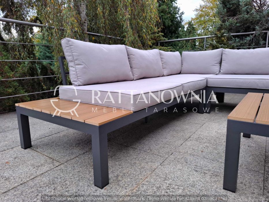 Narożnik Ogrodowy Zestaw Aluminiowy Meble Ogrodowe Aluminium PROMOCJA