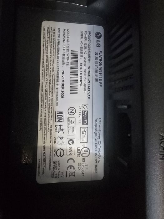 Monitor LG flatron w1941s