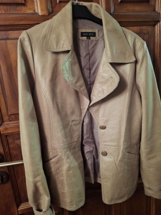 Kurtka skora naturalna vintage bezowa  xl