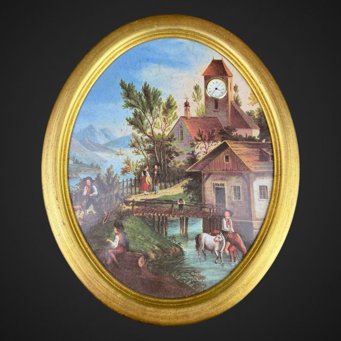 Obraz z zegarem Bradford Exchange scena nad Jeziorem Bodeńskim B61/051905